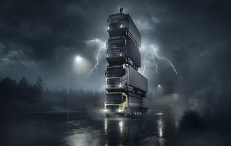 Volvo сняли движущуюся башню из четырех грузовиков - «Новостной Автоблогер»