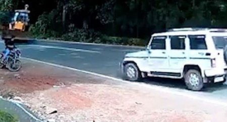 Джип спас мотоциклиста от наезда экскаватора - «Новостной Автоблогер»
